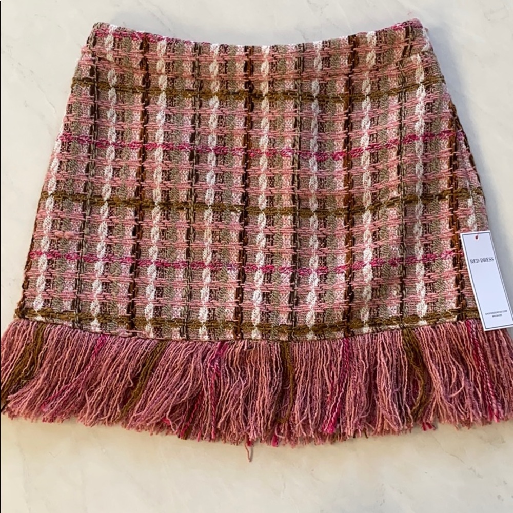 NWT Red Dress Pink Tweed Skirt